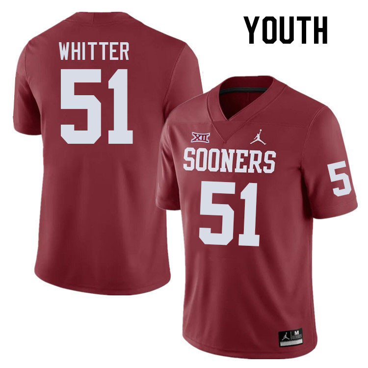 Youth #51 Shane Whitter Oklahoma Sooners College Football Jerseys Stitched-Crimson